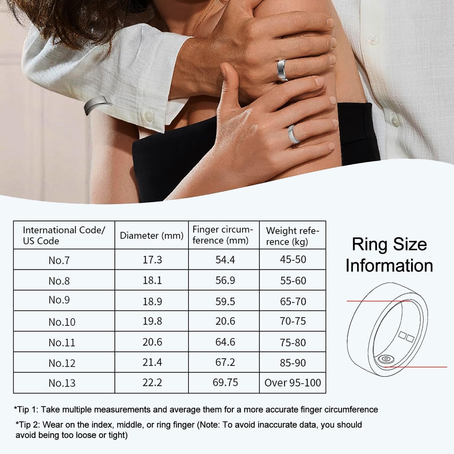 Smart Ring for Women Men,Fitness Tracker Ring with Heart Rate, Sleep Monitoring, Blood Oxygen, Step Counting for iOS and Android, No Subscription Fee, Waterproof, Valentines Day Gifts(Silver, 9) - Image 2