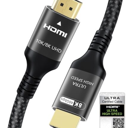 Certified 10K 8K HDMI 2.1 Cable 20 FT, 48Gbps Ultra High Speed HDMI® Cord Ethernet CEC 4K 240Hz 165Hz 144Hz 120Hz 8K 60Hz eARC Netflix HDCP2.3 HDR10+ PC Laptop RTX5090 TV Monitor Projector X-box PS5