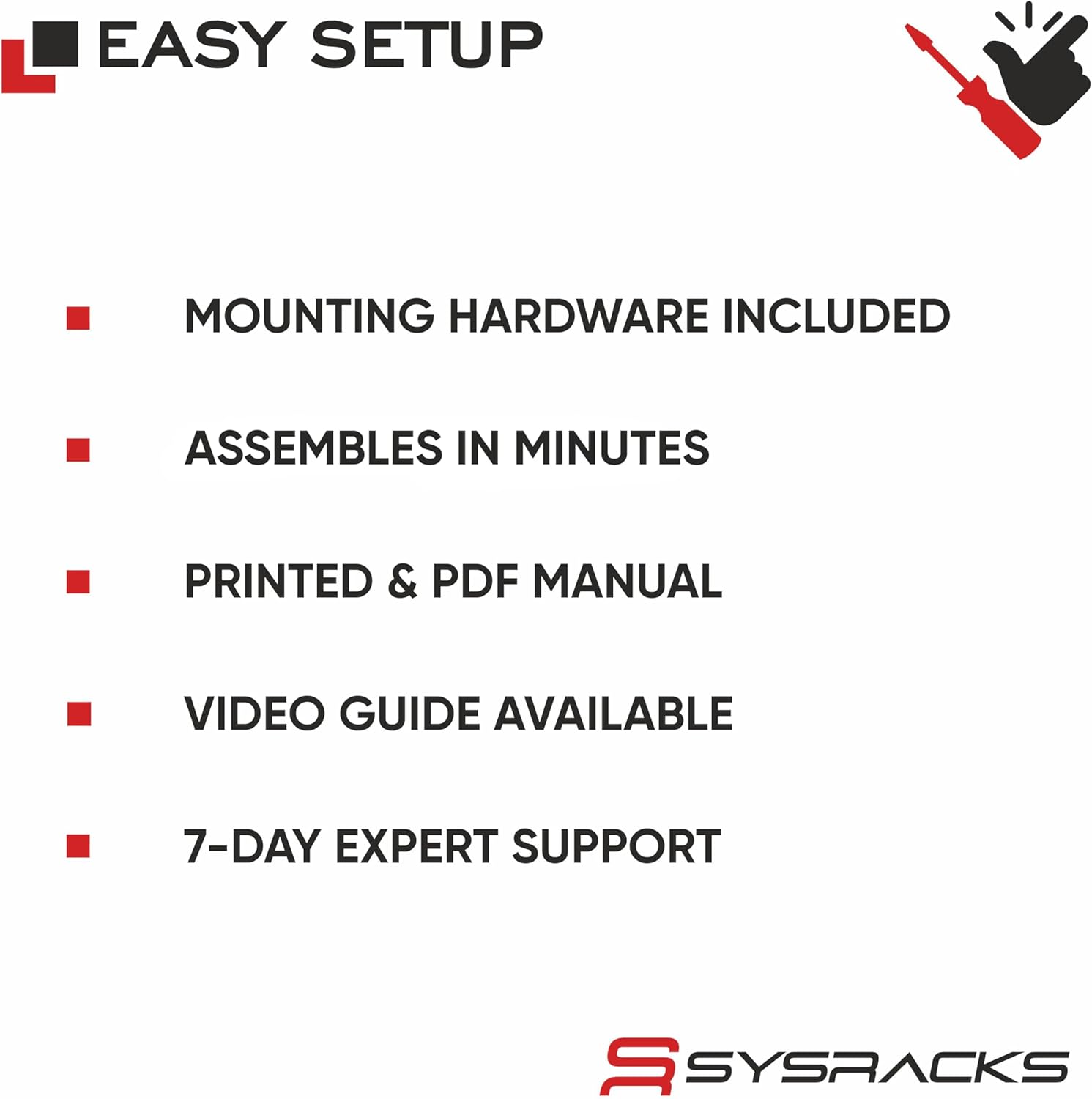 Sysracks 18U Wall Mount Server Rack Cabinet, 19” Locking Network Rack, 24” Deep, Glass Door, with Fan, PDU and Shelf - Image 7