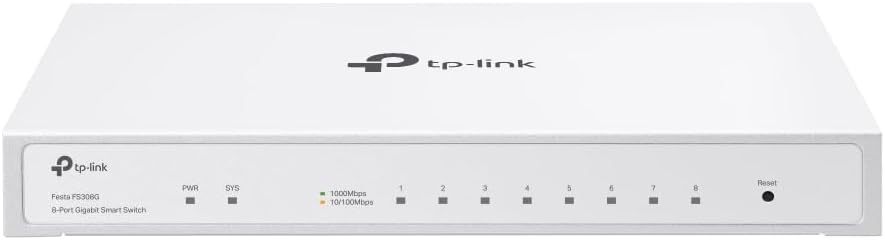 TP-Link Festa FS308G - 8 Port Gigabit Smart Managed Switch, Self-Organizing Network Free Cloud Management Fanless Static Routing, Vlan, ACL, LAG Desktop/Wall Mount, Does not Work w/ Omada