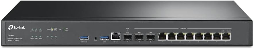 TP-Link ER8411 Quad-Band Enterprise Wired 10G VPN Router | Up to 10 WAN Ports | High Network Capacity | SPI Firewall | Omada SDN | Load Balance | Lightning Protection | 5 Yr Warranty