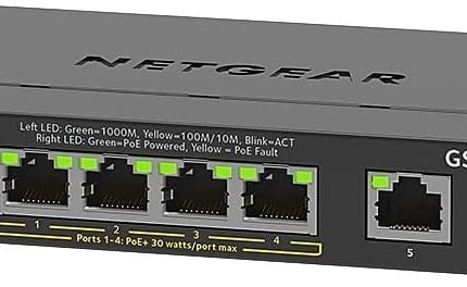 NETGEAR 5 Port PoE Gigabit Ethernet Easy Smart Managed Essentials Switch (GS305EP) - with 4 x PoE+ @ 63W, Desktop or Wall Mount