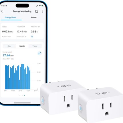 TP-Link 𝗧𝗮𝗽𝗼 Smart Plug Wi-Fi Mini, Energy Monitoring, Compatible with Alexa & Google Home & Samsung SmartThings, Timer, 15A/1800W Max, ETL Certified, 2.4G Wi-Fi Only, Tapo P115(2-Pack)