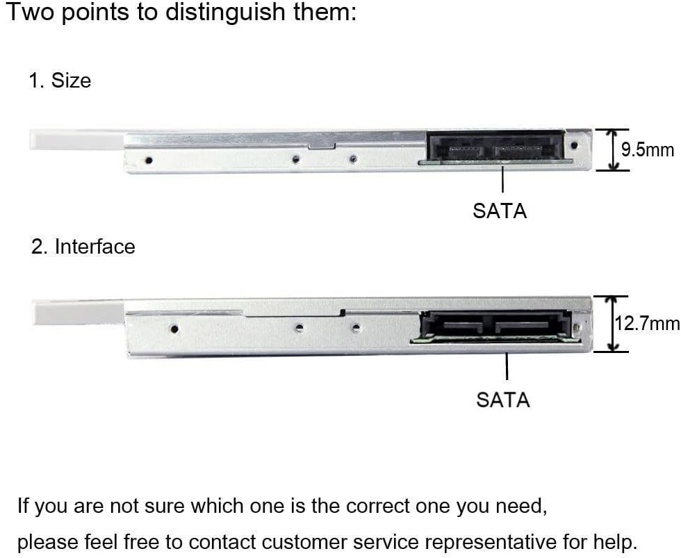 SDD Hard Drive Caddy Case,Universal 9.5mm SATA to SATA 2nd SSD HDD Hard Drive Caddy Adapter Tray Case for DELL HP Lenovo ThinkPad ACER Gateway ASUS Sony Samsung MSI Laptop - Image 8
