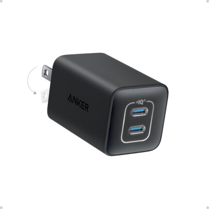 Anker Nano 47W USB C Charger, 2 Port Compact Foldable GaN Charger for iPhone 17 / 16, Galaxy, Pixel, Compatible with MagSafe (Black)