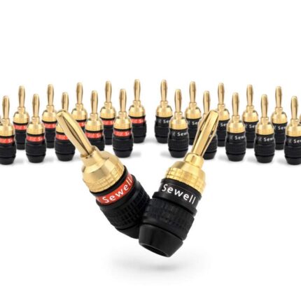 Sewell SW-29863-12 Deadbolt Banana Plugs 12-Pairs by, Gold Plated Speaker Plugs, Quick Connect