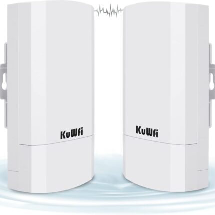 KuWFi 2-Pack 300Mbps Wireless Bridge, Outdoor CPE WiFi Kit Point to Point Wireless Access Point 2.4G Internet Bridge 1KM Transmission Distance Solution for starlink Signal