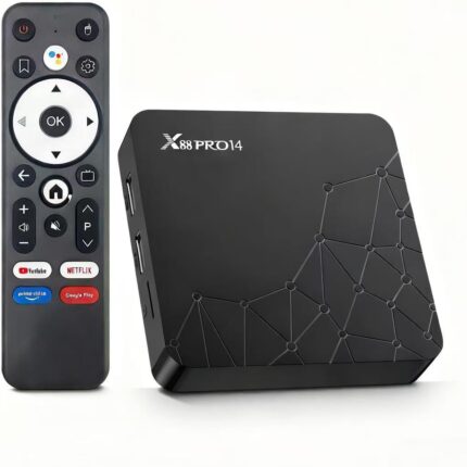 Android TV Box 14.0, 2025 Android Box RK3518pro 2GB 32GB Support 4K 8K WiFi 6 2.4G/5.8G Dual-Band WiFi HDR10+ 100M Ethernet Bluetooth 5.0 USB 3.0 Smart Box with Voice Remote Control