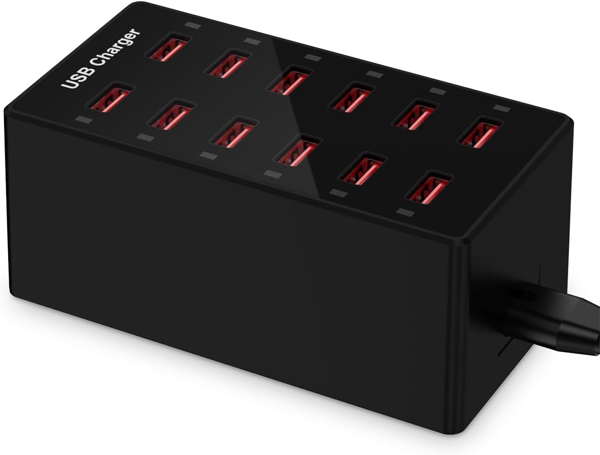 USB Charger 12-Ports Charging Station for Multiple Devices USB Wall Charger Power Hub Strip Smart Plug Charging Dock Block for iPhone Xs/XR,iPad,iPod,Galaxy S9/S8,Smart Phones 60W - Image 8