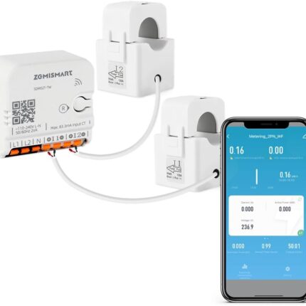 Smart Home Energy Monitor with 2 x 120A CTs, Live Electricity Usage Tracking, Bi-Directional Power Tracking, Supports Single-Phase 3-Wire System, 2.4GHz Wi-Fi (WiFi Version)