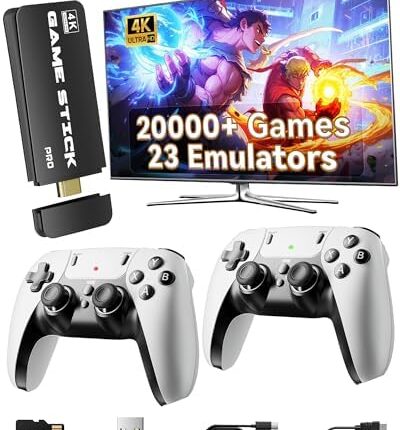 2025 Retro Gaming Console Pro 4K HDMI with 20,000+ Built-in Classic Video Games, Retro Game Stick with 23 Emulators Plug & Play TV Video Gaming Stick with 64GB Memory
