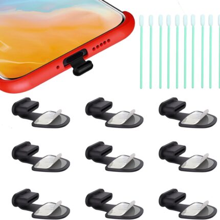 USB C-Type Anti Loss Dust Plugs, USB C-Type Port Silicone Dust Covers, with Detachable Adhesive for Mobile Phone, Compatible with 15, 16 17 Plus Pro Max..., All USB C Ports