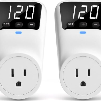 BSEED Surge Protector, 1800W Wall Surge Protector for Refrigerator, TV, PC, Home Appliance, Voltage Regulator with LED Display Screen, Adjustable Voltage Protector, 15A, 120V, 2 Pack