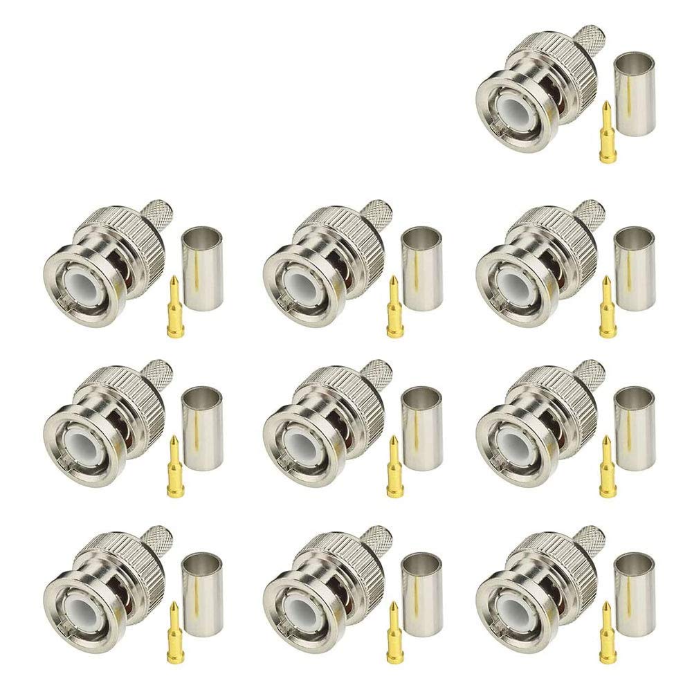 Eightwood 10pcs 50 Ohm BNC Crimp Male Connector for RG58 RG142 LMR195 Cable - Image 4