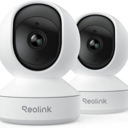 REOLINK Home Security Camera System, 4MP HD Plug-in Indoor WiFi 6 Pan Tilt Pet Camera, Baby Monitor, Night Vision, 2 Way Talk, Smart Human/Pet Detection, Local microSD Card Storage, E1(2 Pack)