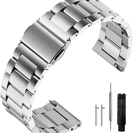 Stainless Steel Watch Band Quick Release Premium Brushed Matte Metal Watch Strap Bracelet 16mm 18mm 20mm 22mm 24mm Universal Stainless Steel Smartwatch Replacement Band Strap Men Women