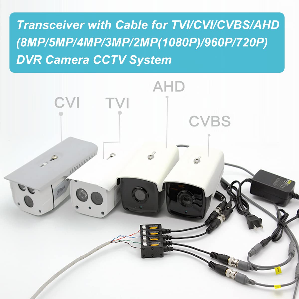 20 Pairs Passive HD BNC Video Balun Transceiver Transmitter AHD/TVI/CVI/CVBS Cable Connectors for 720P/960P/1080P/3MP/5MP/8MP CCTV Security Cameras - Image 2