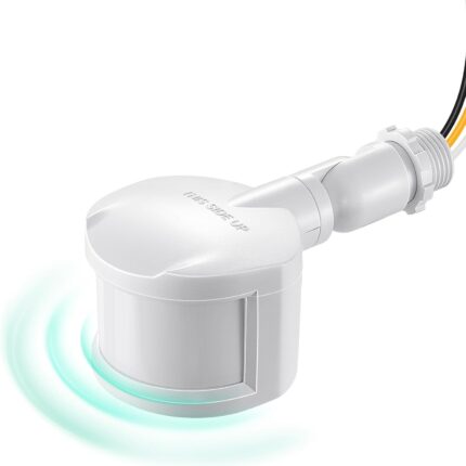 EDISHINE Motion Sensor, 180-Degree Replacement Motion Detector for Security Floodlights, 120V Adjustable Time & Detection Sensitivity Range Up to 60 Feet, 3 Modes Pir Motion Sensor, White, UL Listed