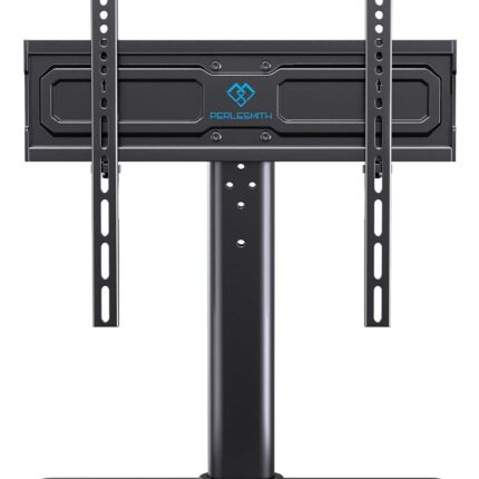 PERLESMITH Universal Swivel TV Stand for 24-60 inch TVs up to 99 lbs, 12 Height Adjustable Table Top TV Stand, TV Base Stand with Tempered Glass Base, Max VESA 400x400mm, PSTVS33