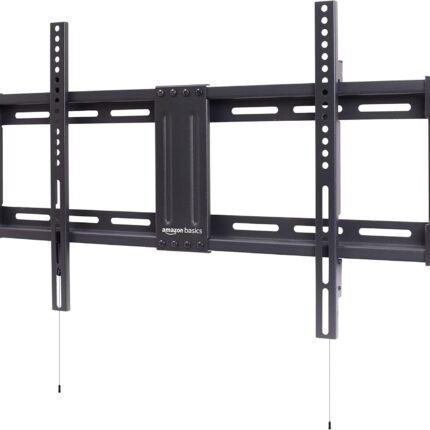 Amazon Basics Low Profile TV Wall Mount with Horizontal Post Installation Leveling for 32 to 86 inch TVs, Black