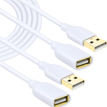 Costyle White USB Extension Cable, 2-Pack USB 2.0 10ft/3m Type A Male to A Female Extension Cord White USB Extender Cable with Gold-Plated Connectors