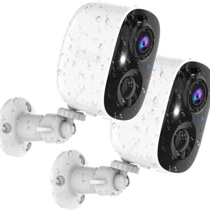 Security Cameras Wireless Outdoor,2K Indoor WiFi Wireless Cameras,Outside Battery Powered Camera for Home Security,AI Motion Detection,Color Night Vision,Spotlight,Siren Alarm,SD/Cloud Storage,2 Pack