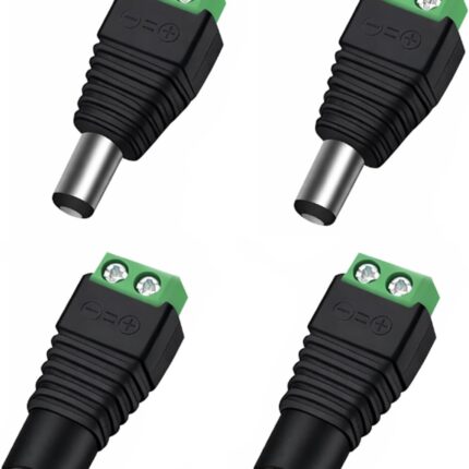 2 Male + 2 Female 12 V 2.1x5.5mm DC Power Jack Plug Adapter Barrel Connector for CCTV Security Camera LED Strip