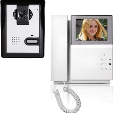 Video Door Phone System, 4.3 Inches Clear LCD Monitor Wired Video Intercom Doorbell Kits, IR Night Vision Outdoor Camera Door Intercom, Doorphone Telephone Style for Home Improvement