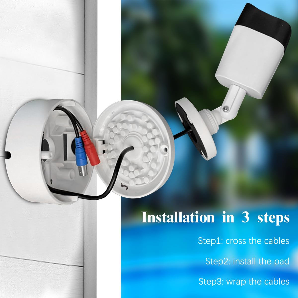 (ABS New) Security Camera Junction Box,Security Camera Bracket Outdoor,Plastic Waterproof Security Camera Mount Hide Cable Junction Box for Arlo Solar Panel Flip Cover Cable Cover - Image 2