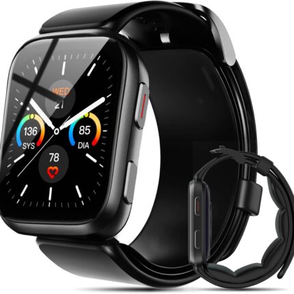 Blood Pressure Smart Watch, 1.95'' Blood Pressure Watch with Air Pump Cuff, Smart Watch with Blood Pressure Monitor Sleep Sports Tracking for Android iOS Supports Data Sharing, Reminder Monitoring