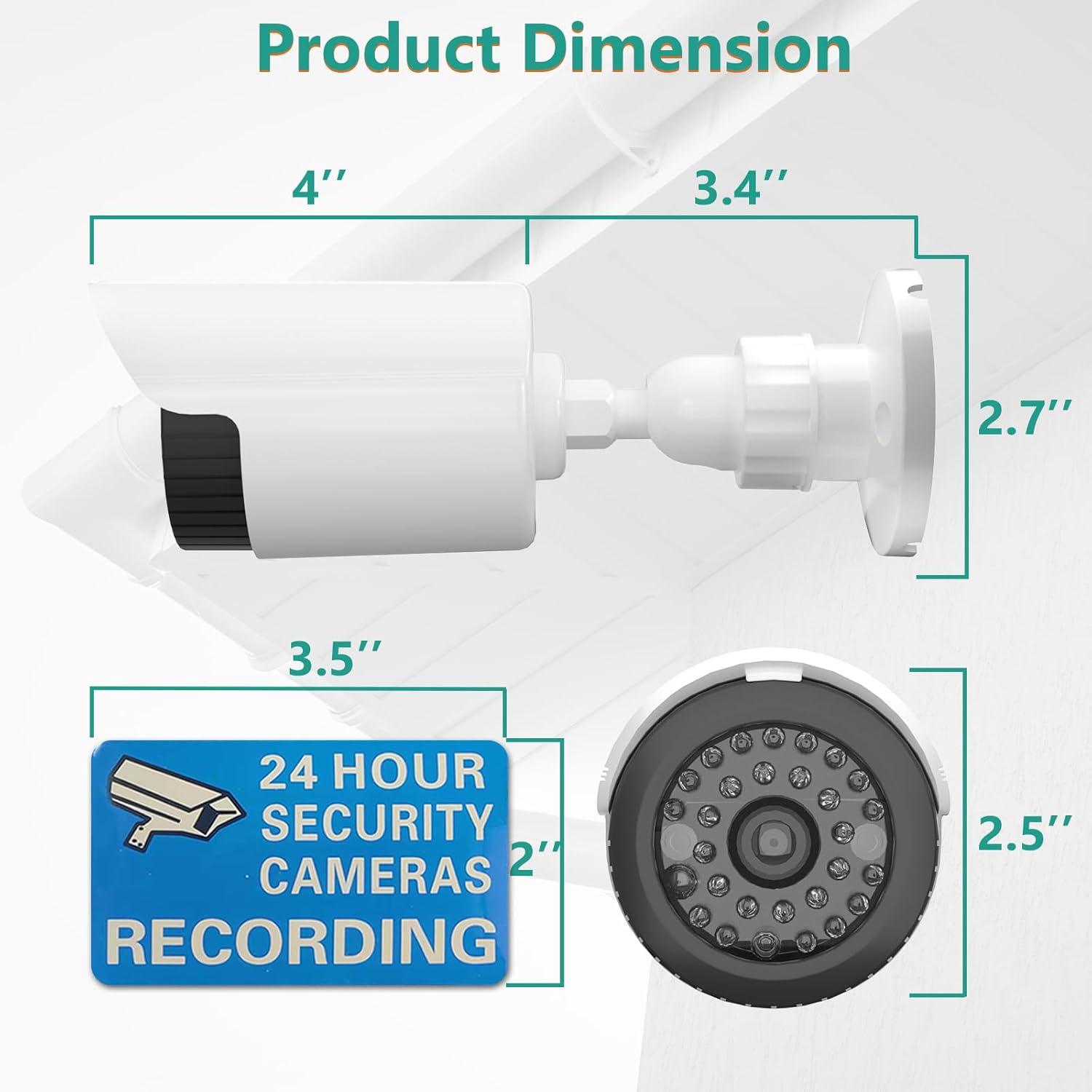 WALI Dummy Fake Camera, Surveillance Security CCTV Dome Camera, Indoor Outdoor Cameras, with One LED Light, Security Alert Sticker Decals (TC-W2), 2 Pack, White - Image 3