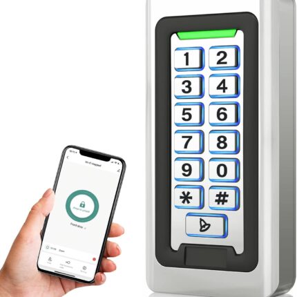 Wireless WiFi Access Control Keypad, Metal Stand-Alone Door Access Control System, EM Card Reader, Weatherproof, Backlight, TUYA Wireless Entry Security Access Controller for Garage Door, Gate Opener