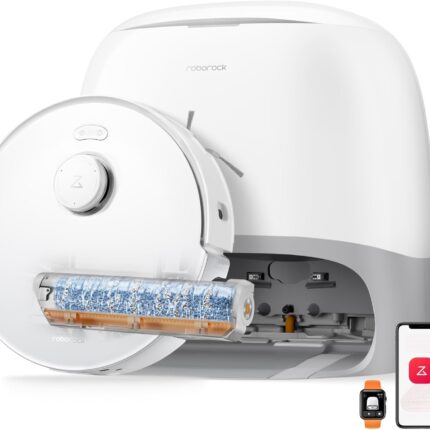 roborock Qrevo Curv 2 Flow Robot Vacuum and Mop, SpiraFlow Real-Time Self-Cleaning Roller Mop, 20,000 Pa, Dual Zero-Tangle System, AI Obstacle Avoidance, Heat-Washes & Dries Mop, Carpet Protection