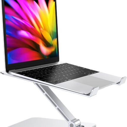 Foldable Laptop Stand, Height Adjustable Ergonomic Computer Stand for Desk, Aluminum Portable Laptop Lecterns Riser Notebook Mount Compatible with MacBook Pro Air, HP, Dell 10-16"
