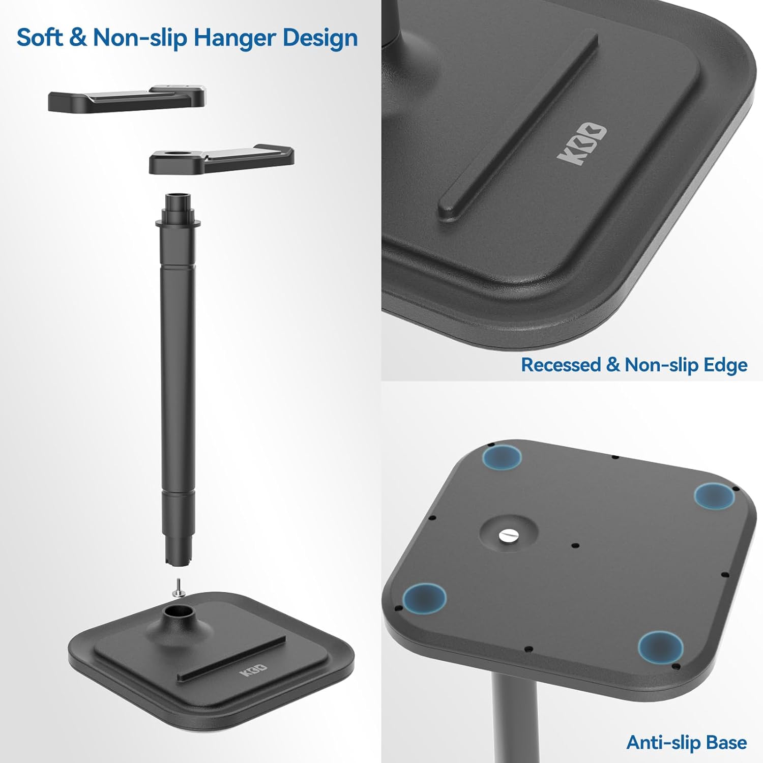 KDD Dual Headphone Stand for Desk - Rotatable Headset Hanger with Phone Holder - Removable Non-Slip Base for Gamers Desktop Accessories - Image 9