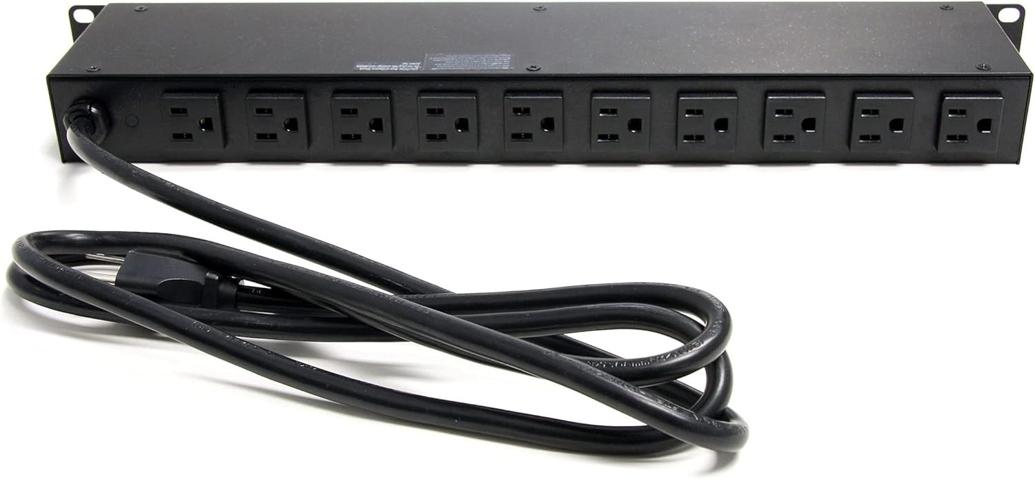 StarTech.com 16 Outlet Horizontal 1U Rack Mount PDU Power Strip for Network Server Racks - Surge Protection - 120V/15A - 6ft Power Cord (RKPW161915) - Image 3