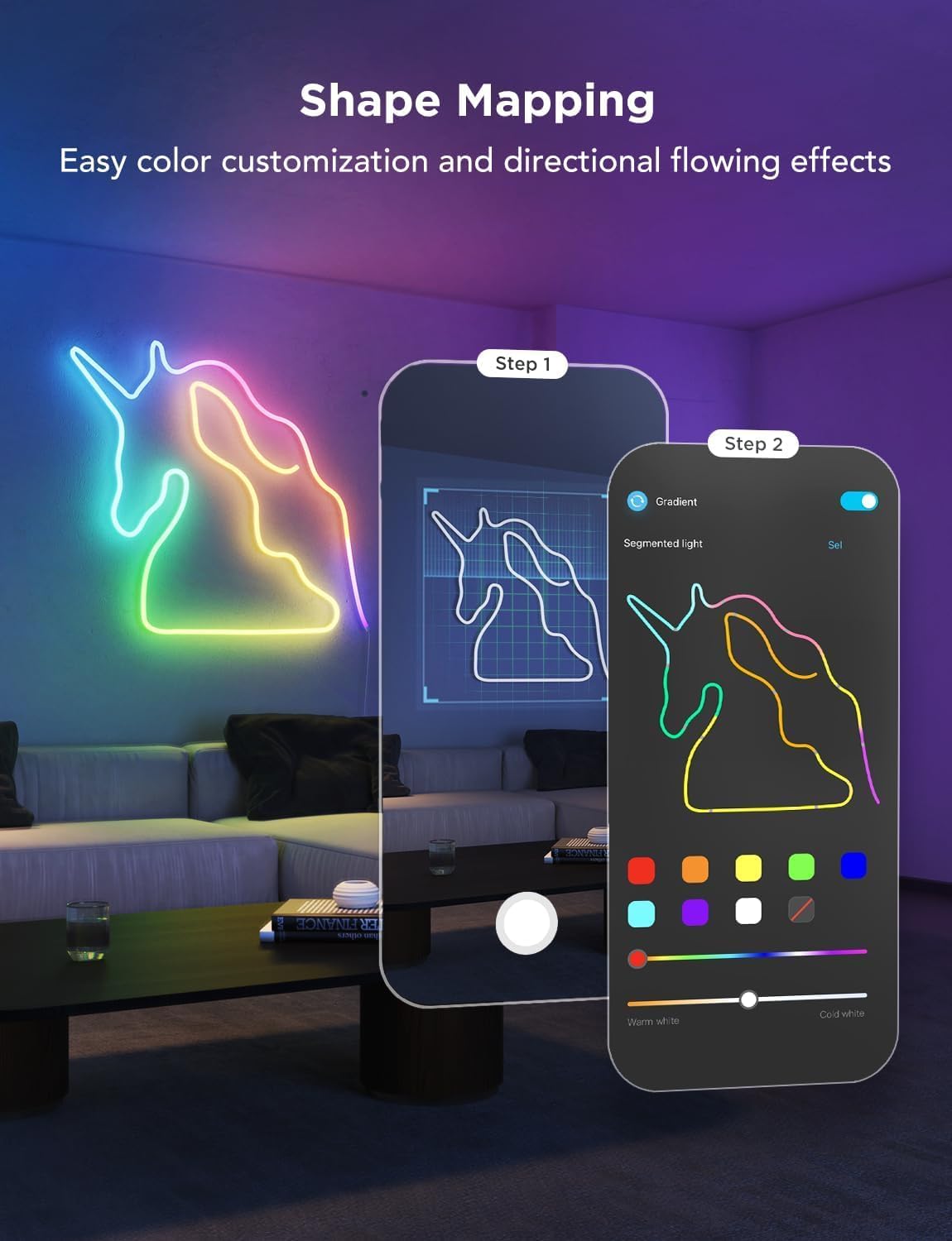 Govee RGBIC Neon Lights, LED Smart Neon Rope Light 2 Works with Matter, Alexa, Google Assistant, Custom DIY Neon Strip Lights for Bedroom and Holiday Decor, Softer Material, 32.8ft, White - Image 5