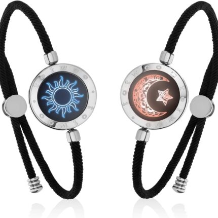 TOTWOO Long Distance Touch Bracelets for Couples, Smart Light & Vibration Love Jewelry, Long Distance Valentines Day Gifts for Him Her Women Men, One-to-One Bluetooth Pairing via App