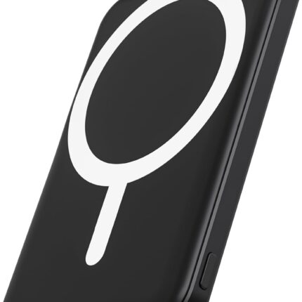 podoru for Magsafe Battery Pack, 5000mAh Magnetic Power Bank with Type-C Cable 20W PD Fast Charging Lighting Input Wireless Portable Charger for iPhone 17/16/15/14/13/12/ All Series-Black