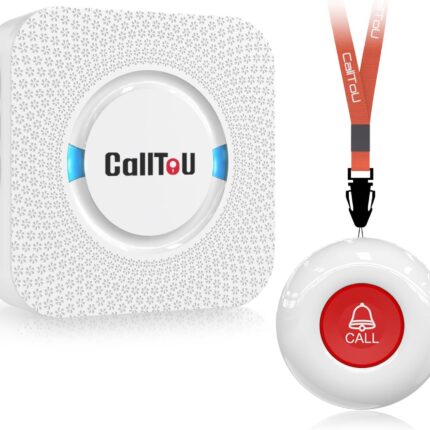 CallToU Caregiver Pager Wireless Call Button Nurse Alert System 500+ Feet for Home/Elderly/Patient/Disabled 1 Plugin Receiver 1 Waterproof Transmitter
