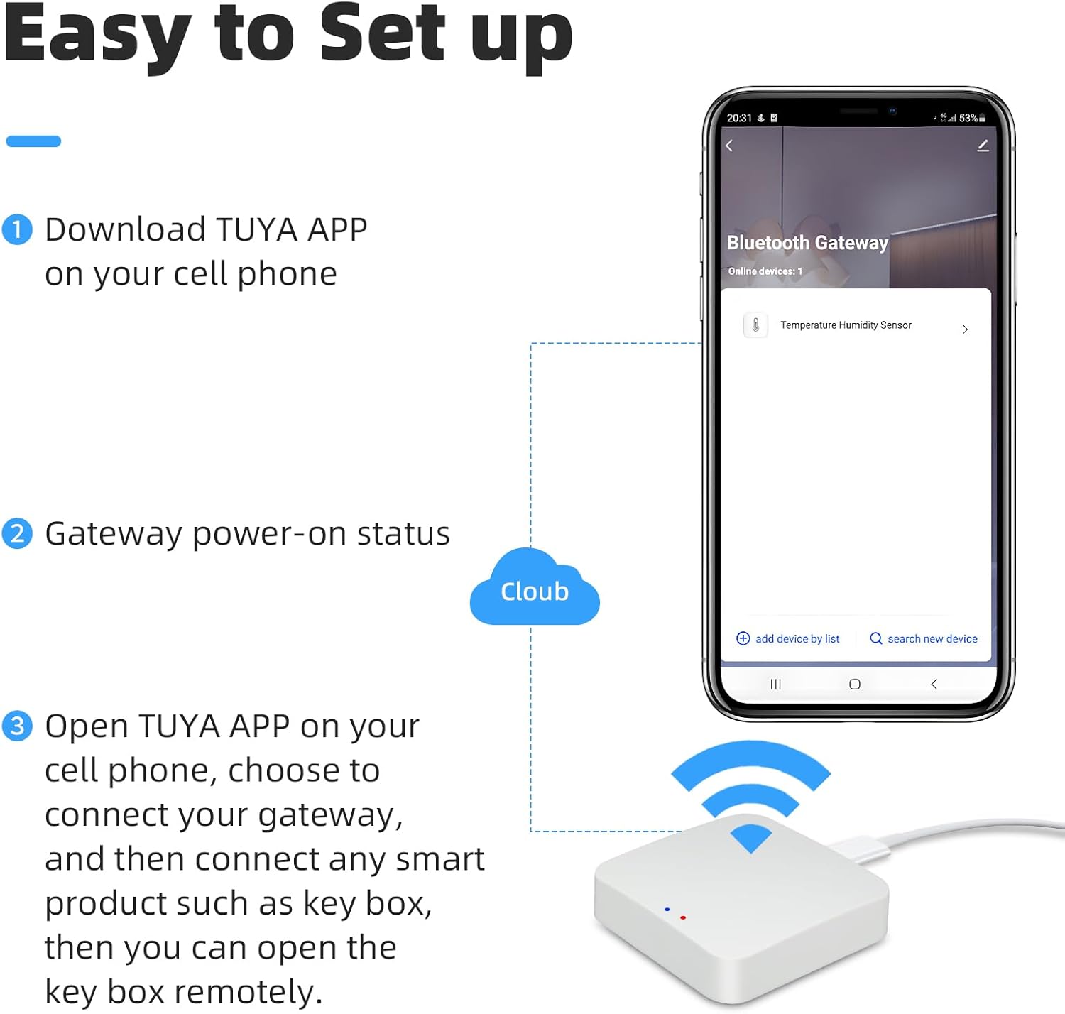 Smart Gateway, Tuya App Remote Control, Smart Home Bridge Hub, Support Smart Key Box and Door Lock for Remote Unlocking (White) - Image 7