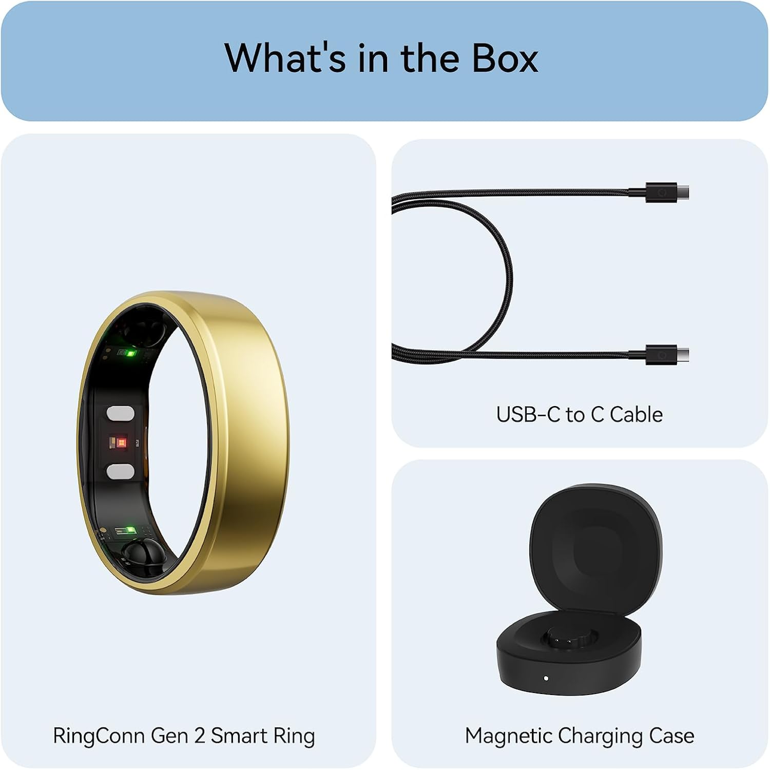 RingConn Gen 2 Smart Ring, No App Subscription, 12-Day Battery Life, Stress/Heart Rate/Women's Health Tracker, Android & iOS Compatible (Gold, Size 8) - Image 8