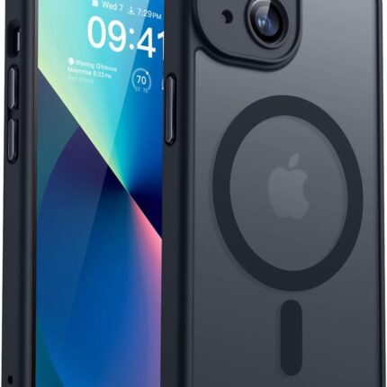 CANSHN Magnetic for iPhone 13 Case, Upgraded [Full Camera Protection] [Compatible with Magsafe] [Translucent Matte] Shockproof Protective Phone Case for iPhone 13 6.1" - Black
