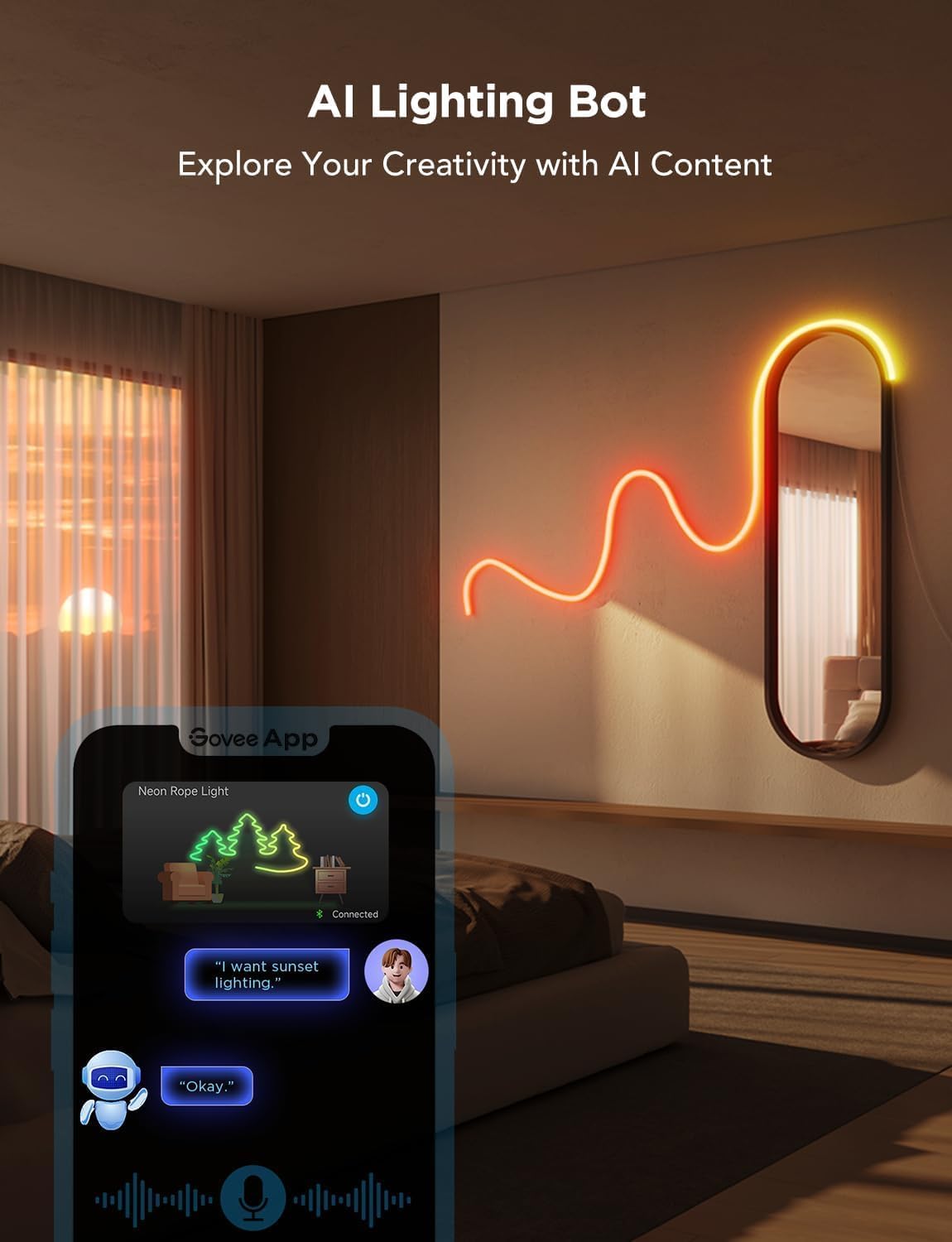 Govee RGBIC Neon Lights, LED Smart Neon Rope Light 2 Works with Matter, Alexa, Google Assistant, Custom DIY Neon Strip Lights for Bedroom and Holiday Decor, Softer Material, 32.8ft, White - Image 3
