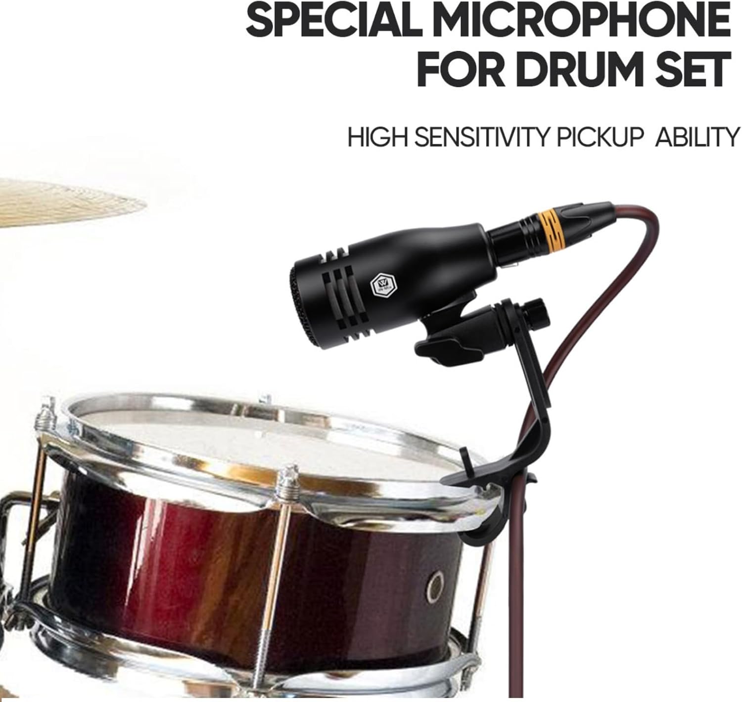 W IN-MIX 7 Piece Wired Dynamic Drum Mic Kit (Whole Metal)- Kick Bass, Tom/Snare & Cymbals Microphone Use for Drums, Vocal, Other Instrument Complete with Thread Clip, Mics Holder - Image 6