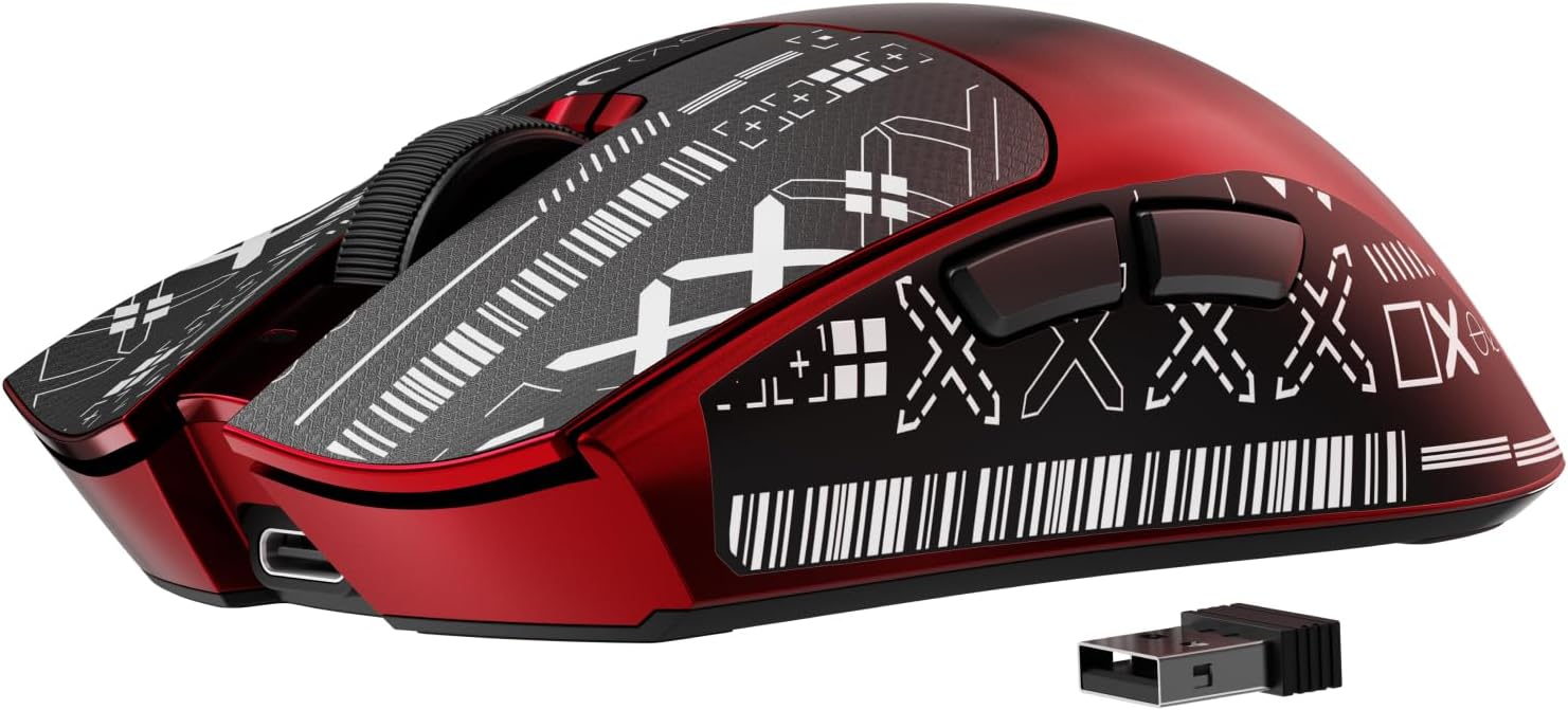 S9 Ultra Wireless Gaming Mouse, 59G Ergonomic Computer Mouse, Triple Modes, 8K Polling, PAW3950 42K DPI Optical Sensor, Kailh Switch, 250h Battery Life, Programmable for PC/Win/Mac(Red) - Image 9