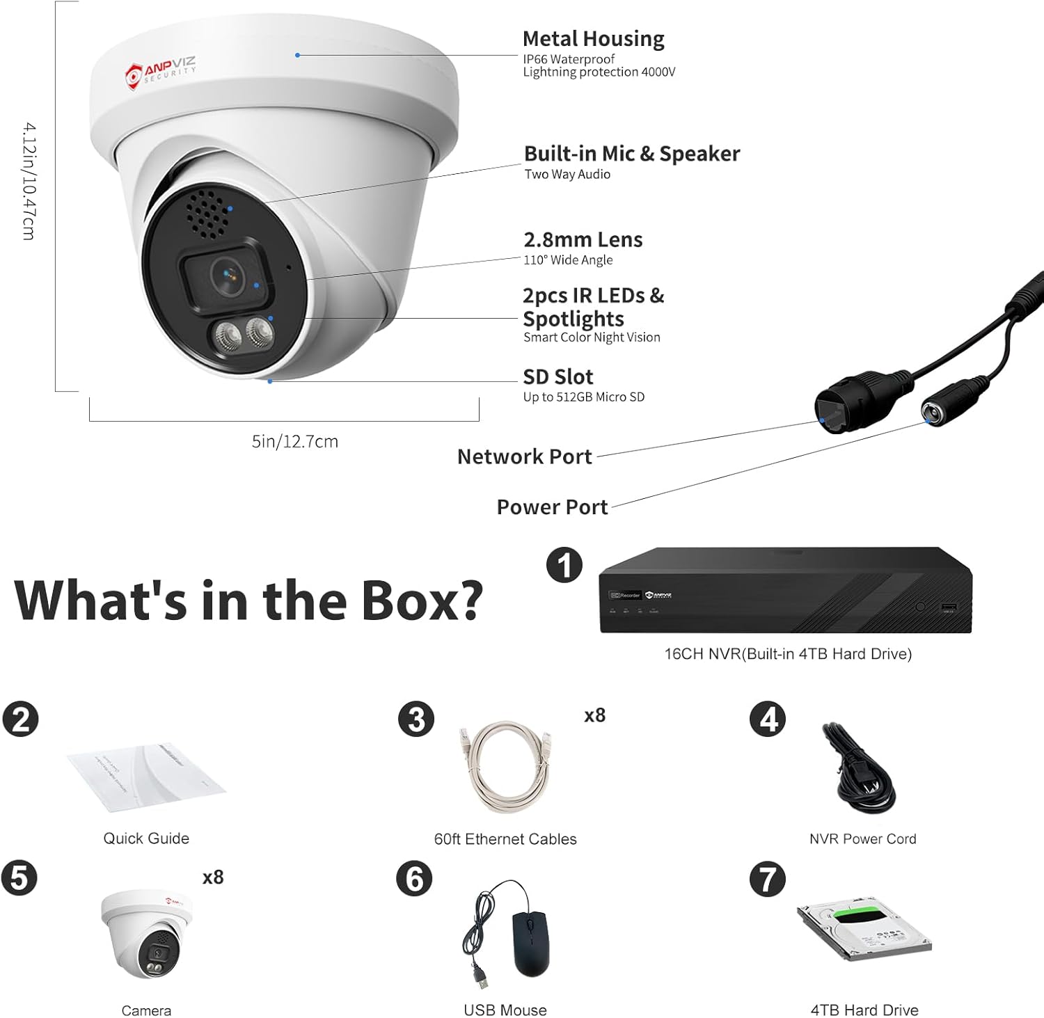 Anpviz 16 Channel NVR PoE Security Camera System with Two Way Audio, AI Human Vehicle Detection, 8x 4K 8MP Wired IP Turret Cameras Outdoor, 16CH 12MP PoE NVR with 4TB HDD, CCTV for Business Home, NDAA - Image 9