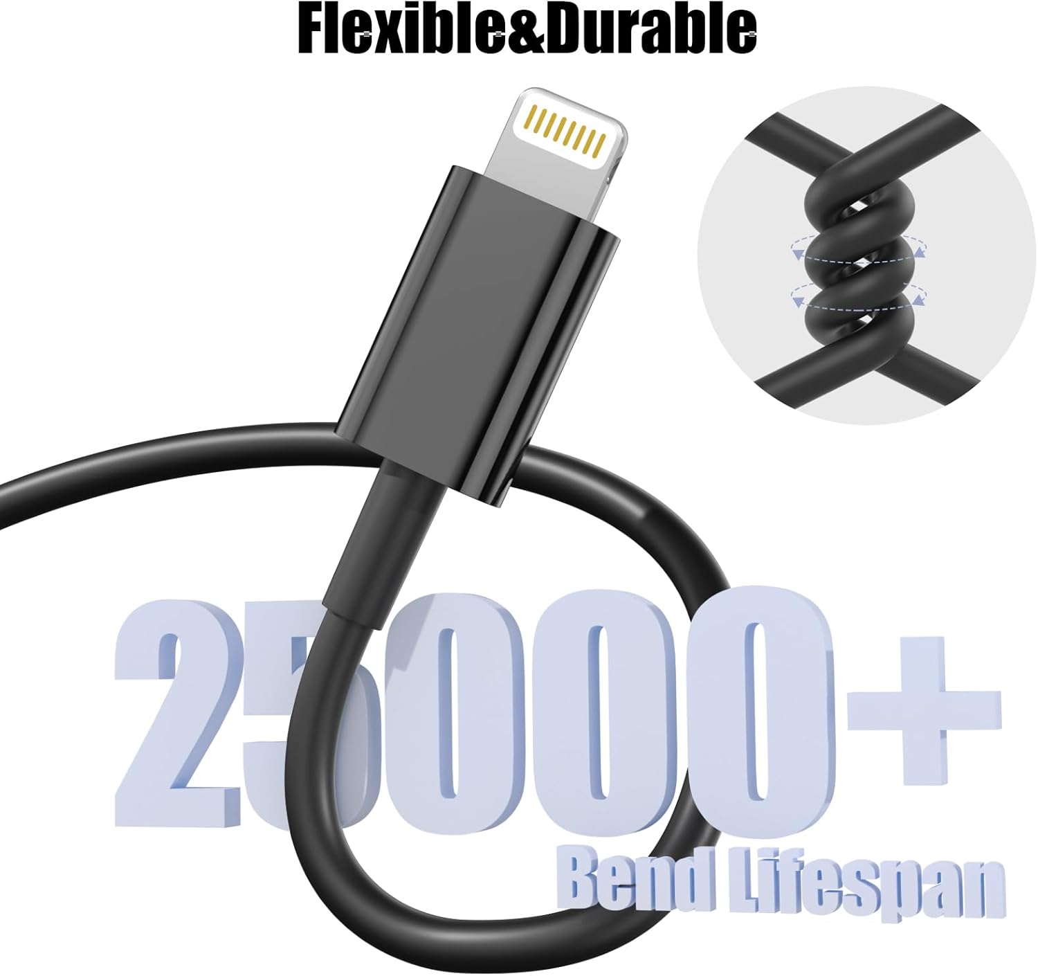 Car Carplay Cable, 3FT USB A to Lightning Cable Compatible for iPhone 14 13 12 11 Pro Max XR XS X 8 7 6 Plus SE iPad Charger Car Charging Cord (Black) - Image 5