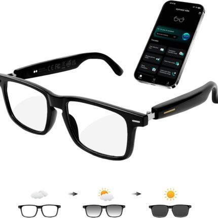 AI Smart Glasses for Men & Women – Powered by ChatGPT, 164+ Languages Translation and Photochromic Lens, Meeting Assistant, Bluetooth Glasses w/ Music & Hands-Free Calling, UV & Blue Light Protection