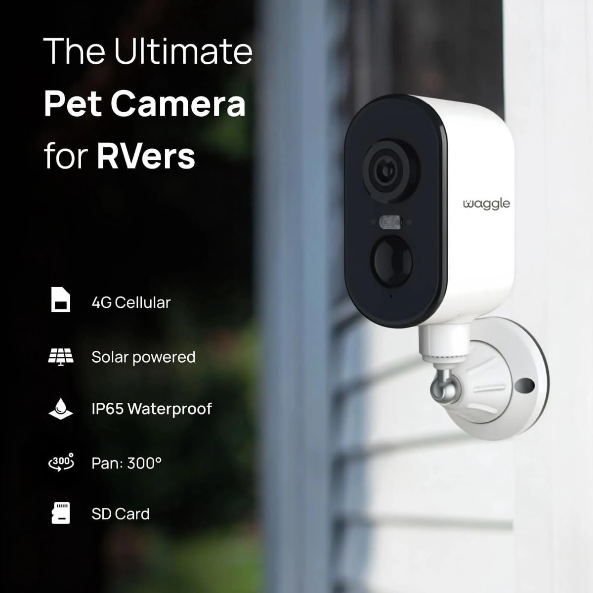 Waggle 4G LTE Cellular Security Camera, 2K HD Pet Monitor, No WiFi, 9000mAh Battery, Night Vision, 2-Way Talk & Siren Alarm, Dog Monitor for RVs/Camping/Travel & Indoor/Outdoor - Subscription Required - Image 6